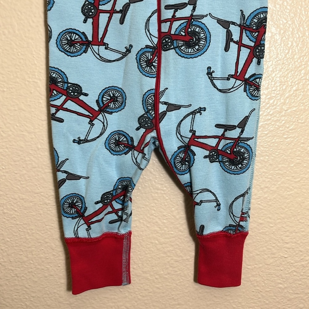 Hanna Andersson Blue Red Bicycle Print 100% Organic Cotton Pajamas - Picture 5 of 8